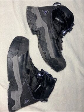 Shoes For Crews Black Work Boots with Purple Accents